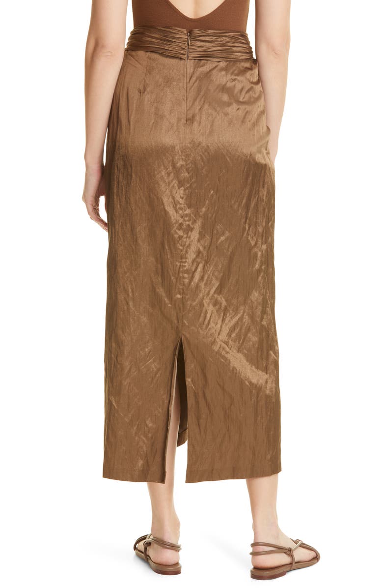 Vince Metallic Twist Front Cotton Blend Skirt, Alternate, color, Cottonwood
