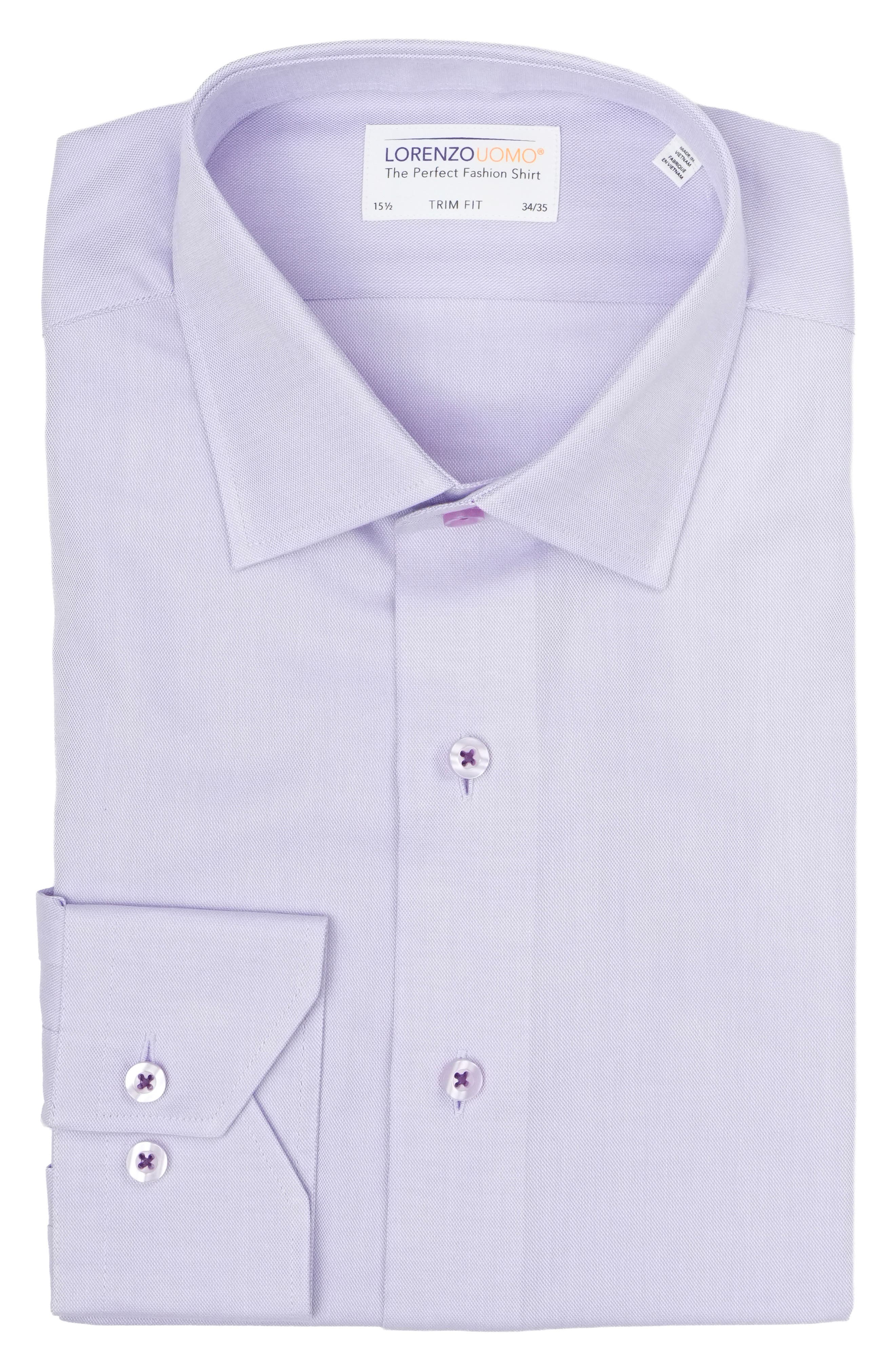 Trim Fit Textured Cotton Dress Shirt