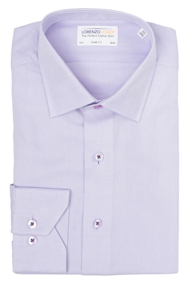 Trim Fit Textured Cotton Dress Shirt, Main, color, LILAC