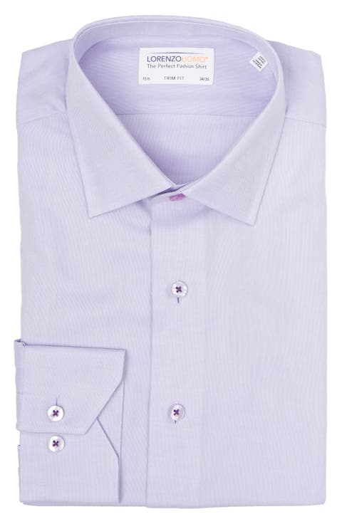 Trim Fit Textured Cotton Dress Shirt