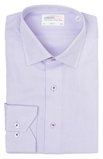 Lorenzo Uomo Trim Fit Textured Cotton Dress Shirt In Pink