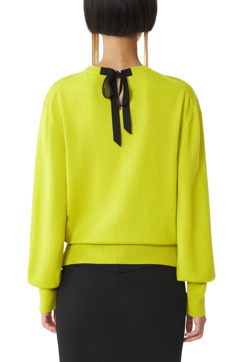 Lanvin Green Wool Sweater With Grosgrain Detail, Alternate, color, Absinth Green