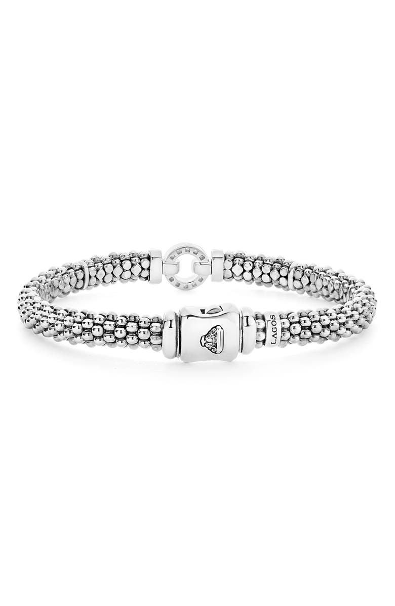LAGOS Diamond Circle Caviar Bracelet, Alternate, color, Silver
