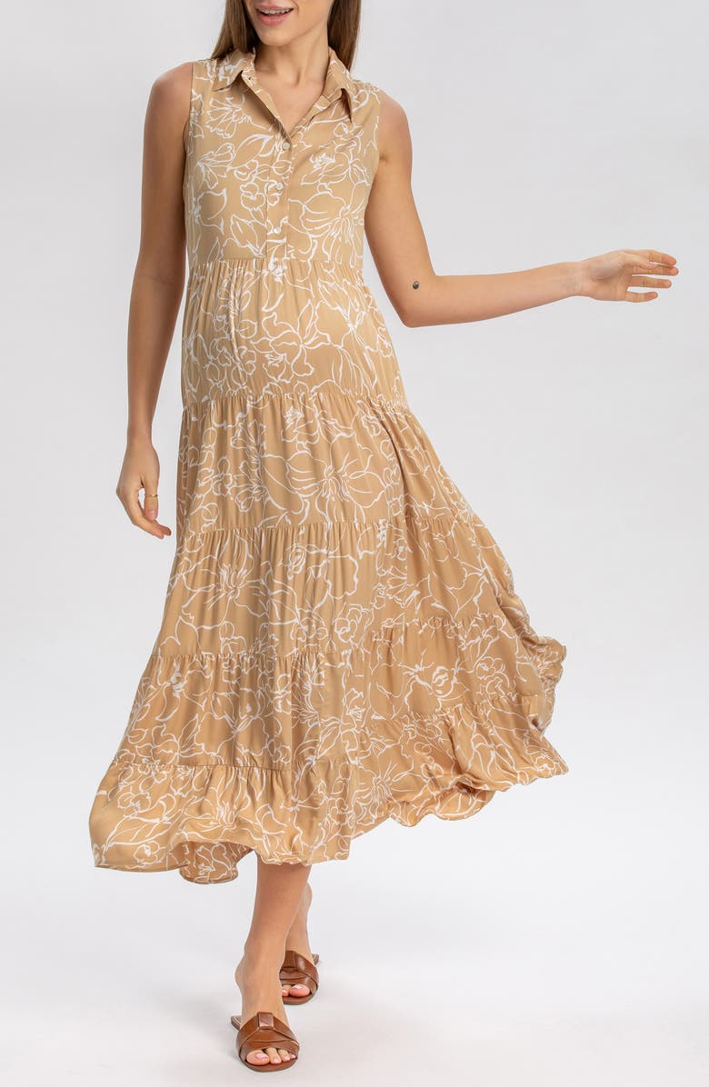 PIETRO BRUNELLI MATERNITY Button Down Maternity Dress, Alternate, color, Brown