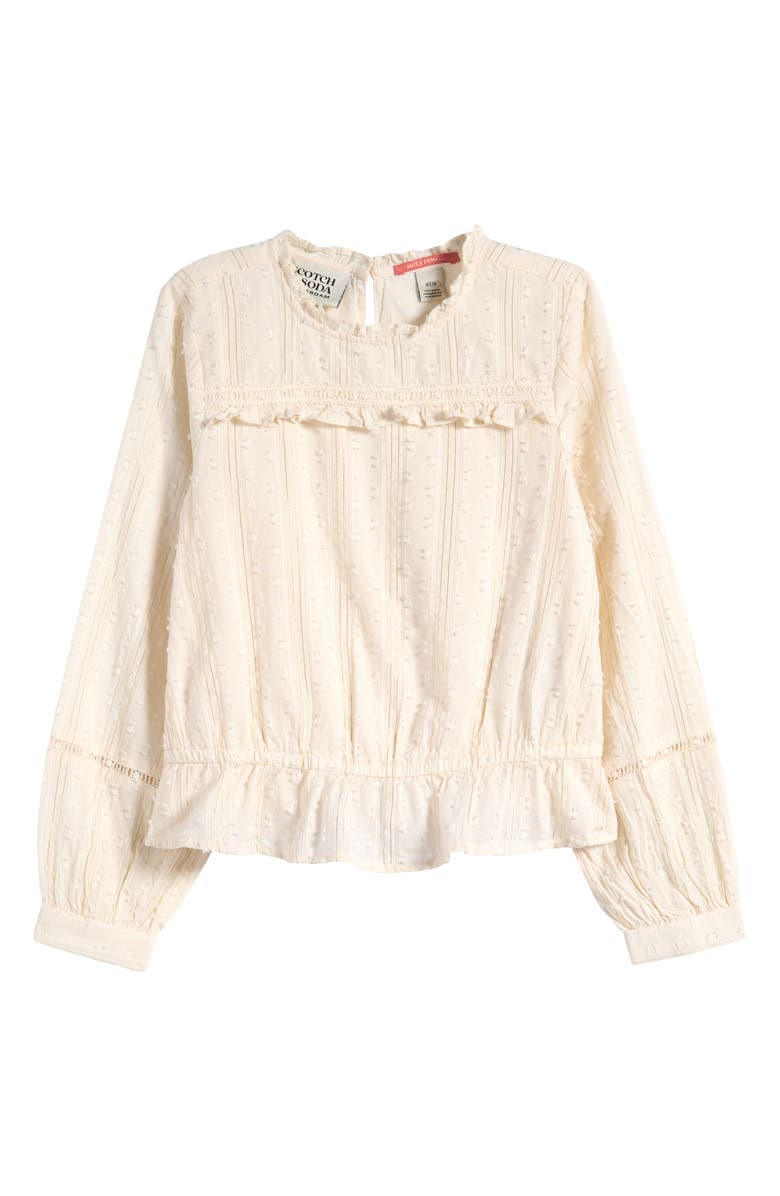 Scotch & Soda Kids' Festive Clip Dot Stretch Cotton Top, Main, color, Soft Ice