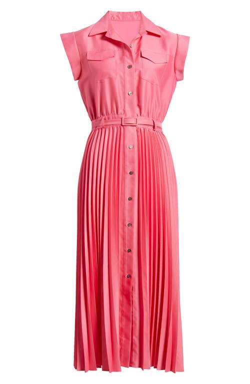 Elie Tahari The Natalyia Pleated Belted Maxi Dress In Luxury Pink