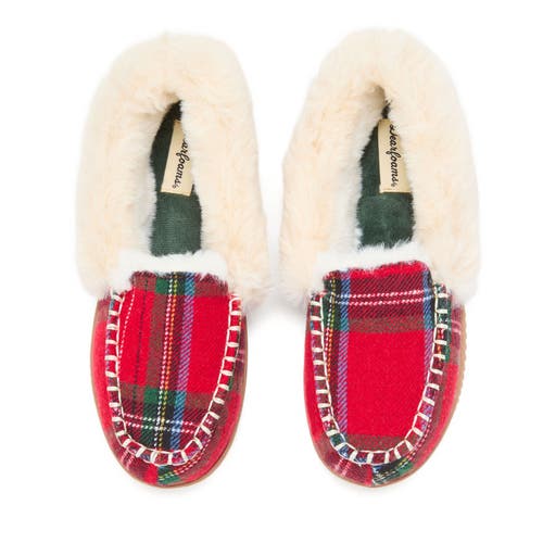Dearfoams Ryland Cabin Moccasin Slipper In Red