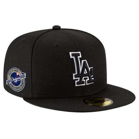 Men's New Era Black Los Angeles Dodgers 2024/25 Back to Back Champions Circle Side Patch Fitted 59FIFTY Hat