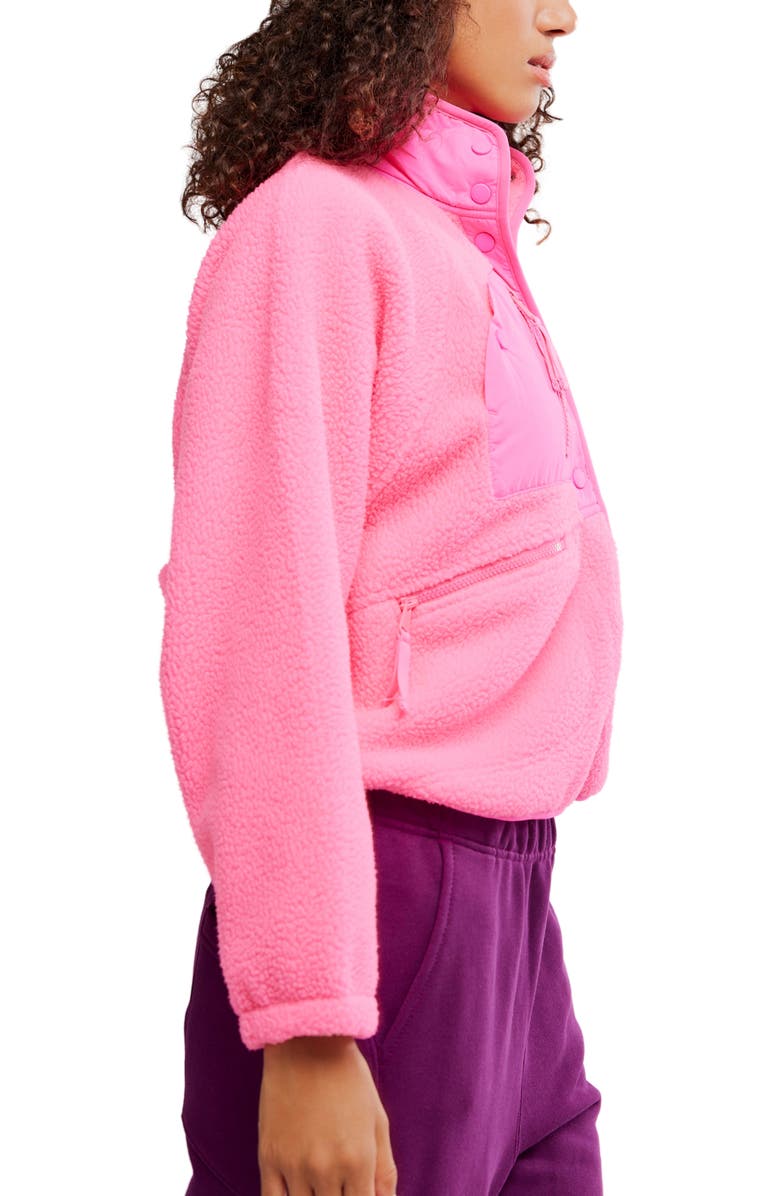 Free People FP Movement Hit the Slopes Fleece Jacket, Alternate, color, Hot Pink