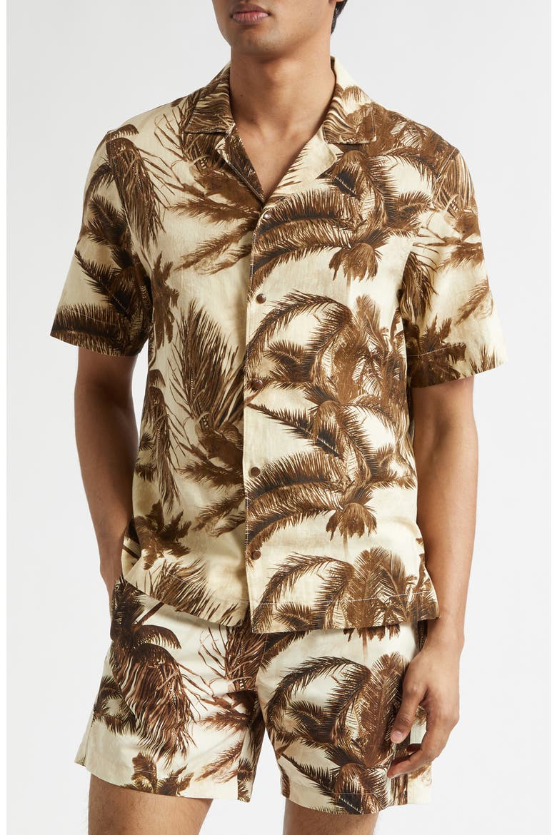 Cotton & Flax Camp Shirt, Main, color, BEIGE
