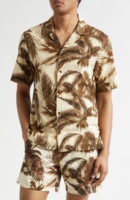 Moncler Cotton & Flax Camp Shirt