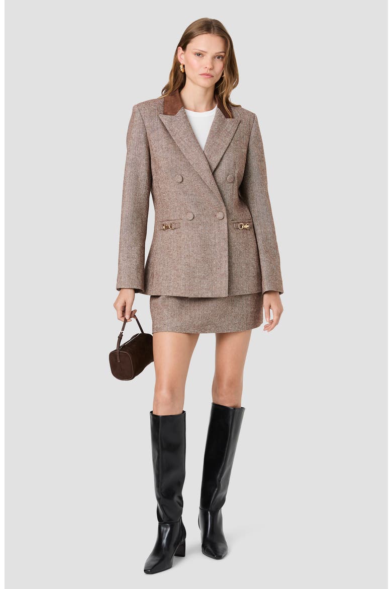Naya Herringbone Contrast Blazer, Alternate, color, NAYA HERRINGBONE