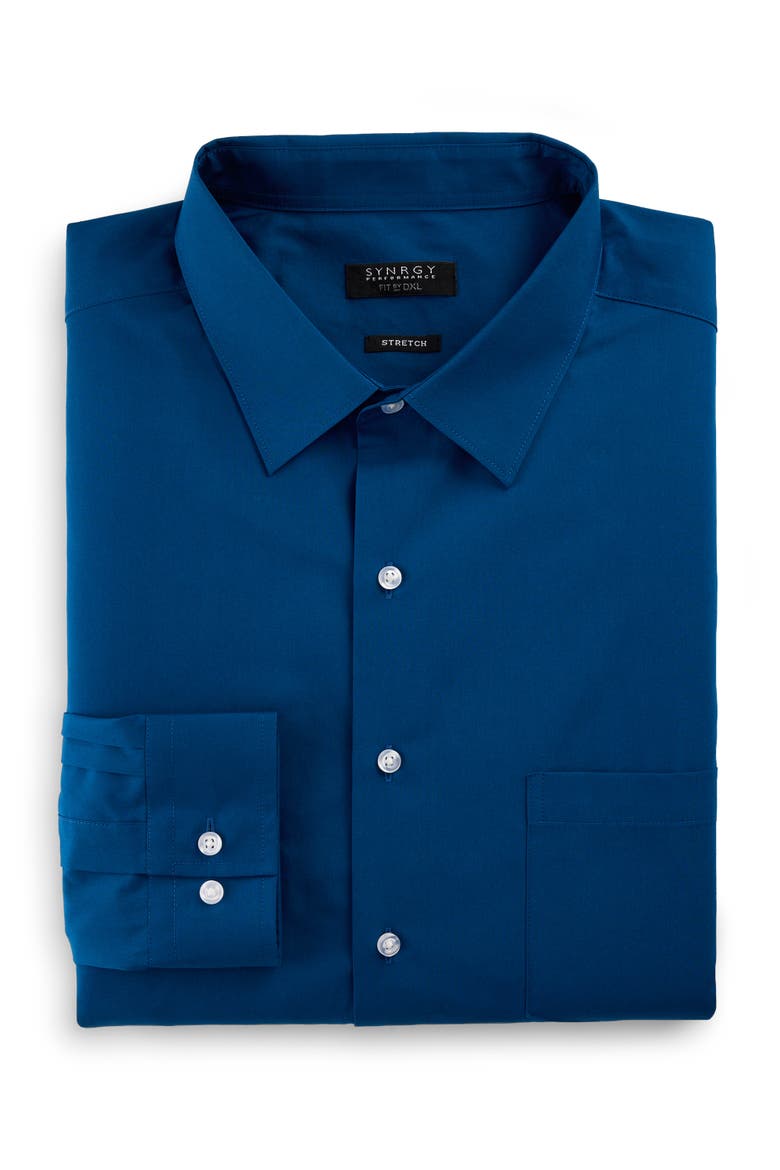 Big & Tall Performance Solid Dress Shirt, Alternate, color, POSEIDON