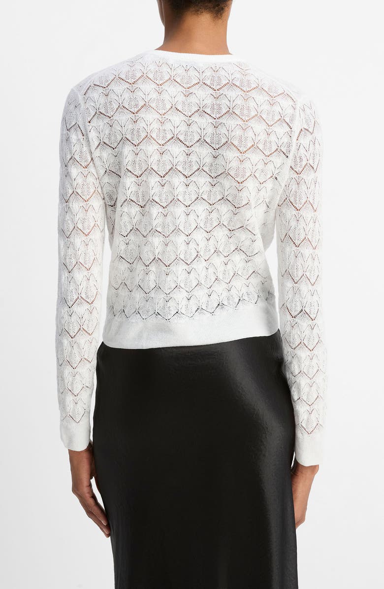 Vince Open Stitch Cotton Cardigan, Alternate, color, Optic White