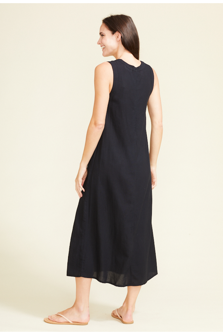 Grotta Midi Sleeveless Dress, Alternate, color, Black