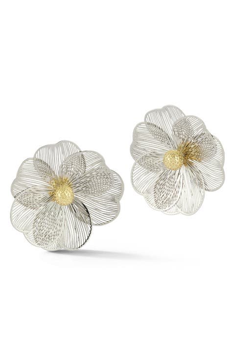Two-Tone Flower Stud Earrings