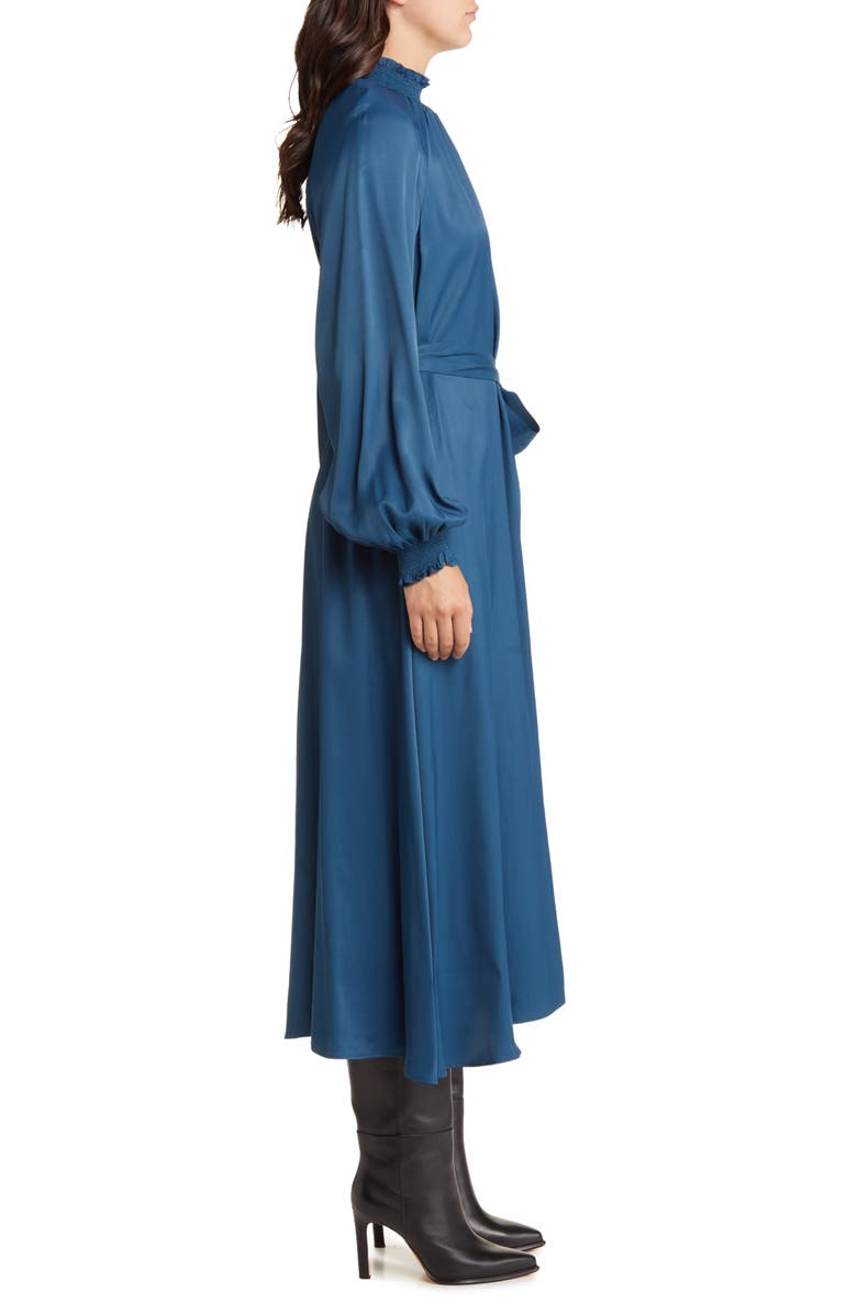 Nordstrom Smocked Neck Long Sleeve Dress, Alternate, color, Blue Ceramic