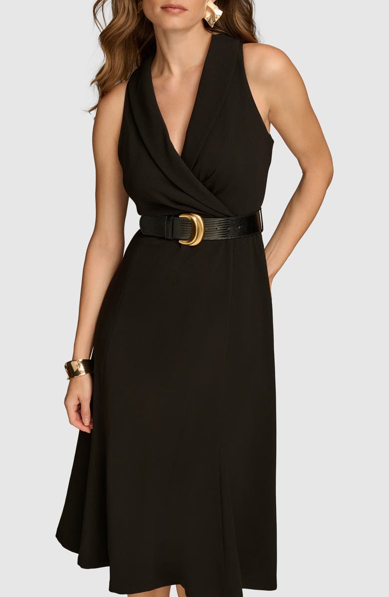 Donna Karan New York Belted Sleeveless Midi Dress, Alternate, color, 