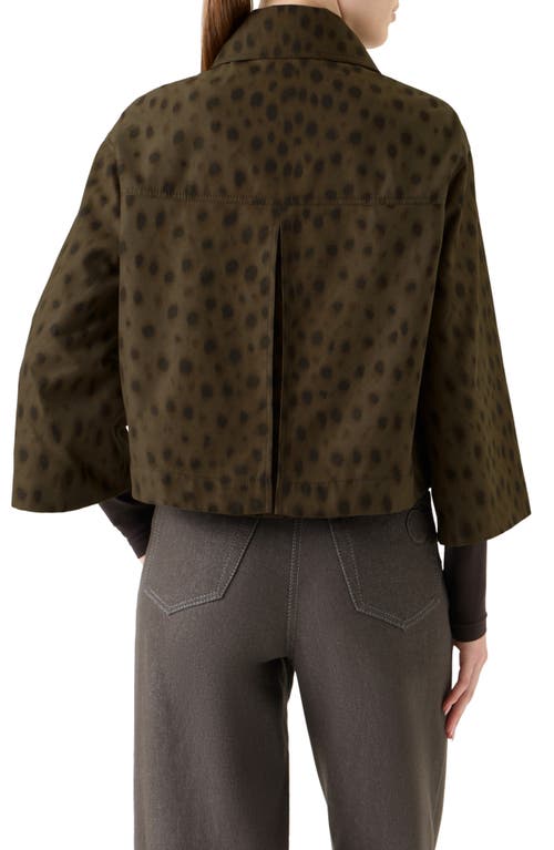 Akris Punto Leopard Brushed Techno Gabardine Short Parka Jacket In Brown