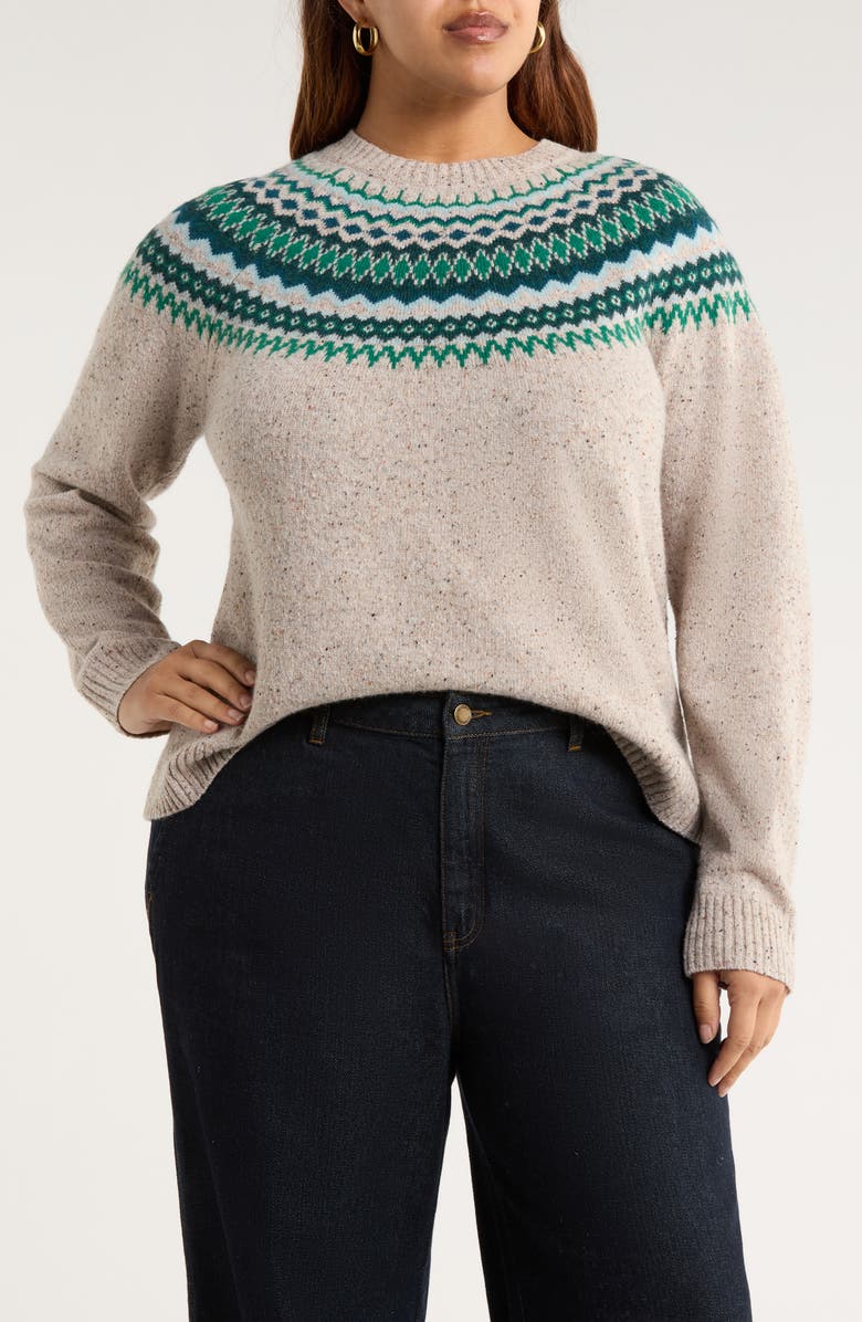 Seasalt Cornwall Gurnard's Head Fair Isle Lambswool Blend Crewneck Sweater, Main, color, Windward Aran Multi