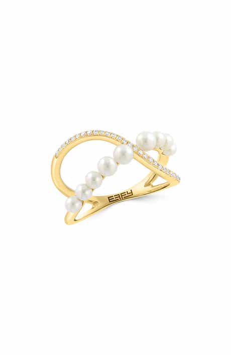 EFFY 14K Yellow Gold Cultured Freshwater Pearl & Diamond Ring