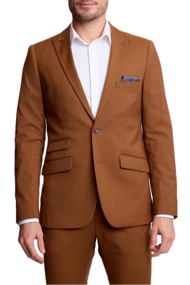 Ashton Slim Fit Peak Lapel Suit Jacket, Main, color, PECAN