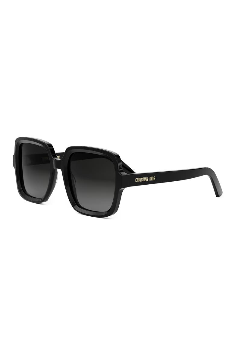 'DiorMidnight S4I 54mm Square Sunglasses, Alternate, color, SHINY BLACK / GRADIENT SMOKE