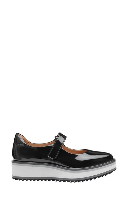 Johnston & Murphy Gracelyn Platform Wedge Mary Jane Flat In Black Patent Leather