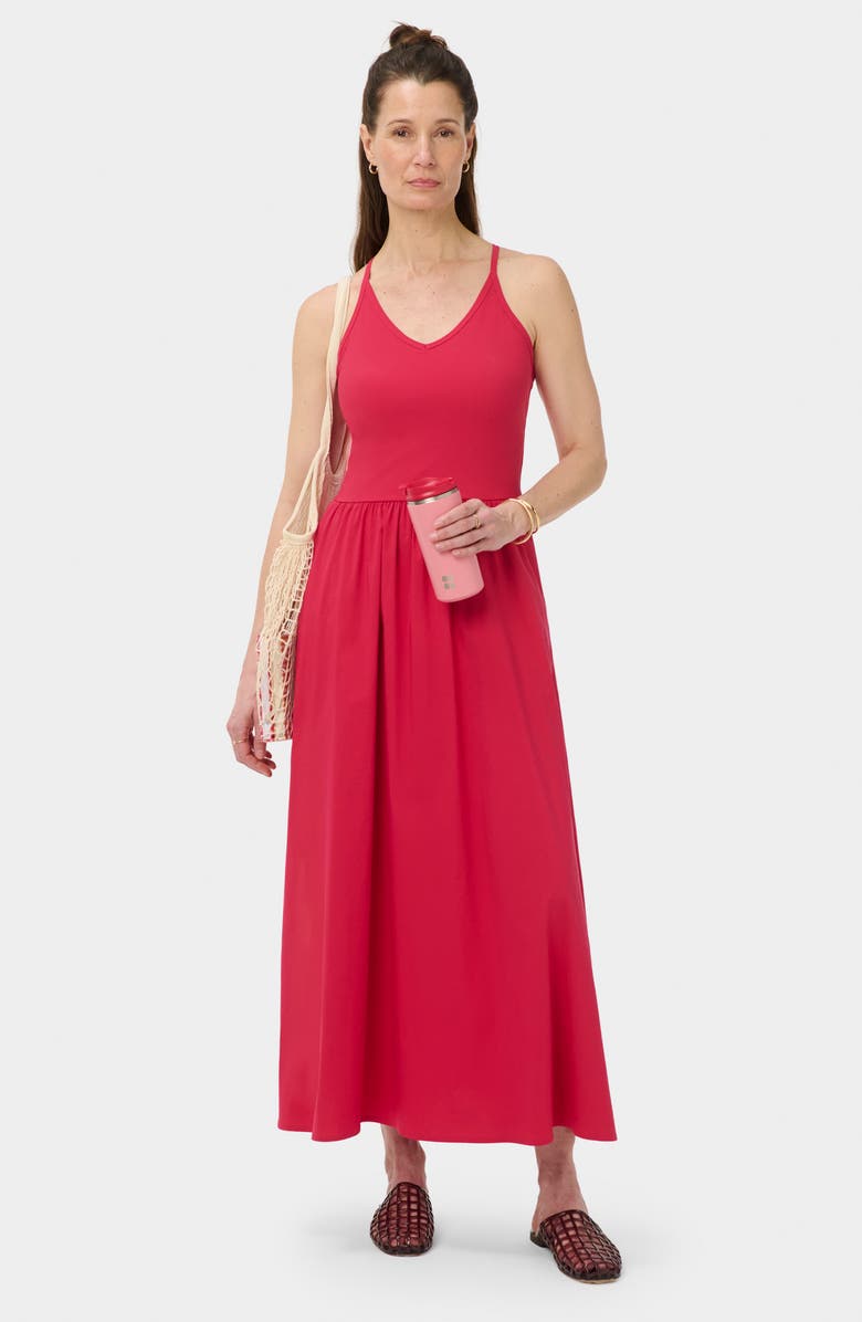 Sweaty Betty Explorer Ribbed Halter Neck Midi Dress, Alternate, color, Crimson Red