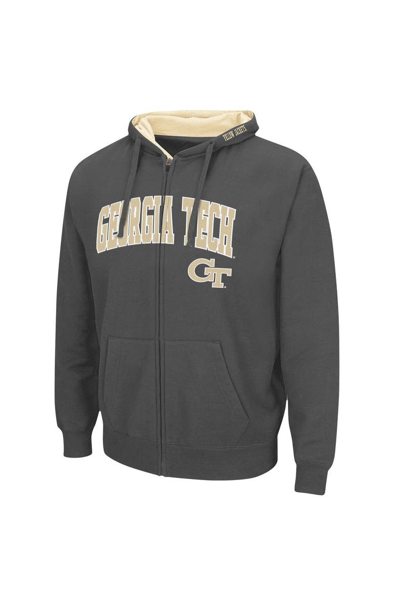 COLOSSEUM Men's Colosseum Charcoal Georgia Tech Yellow Jackets Arch & Logo 3.0 Full-Zip Hoodie, Alternate, color, Charcoal