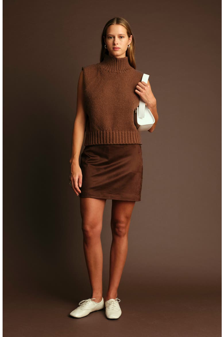 George Sleeveless Mock Neck Sweater, Alternate, color, CHOCOLATE
