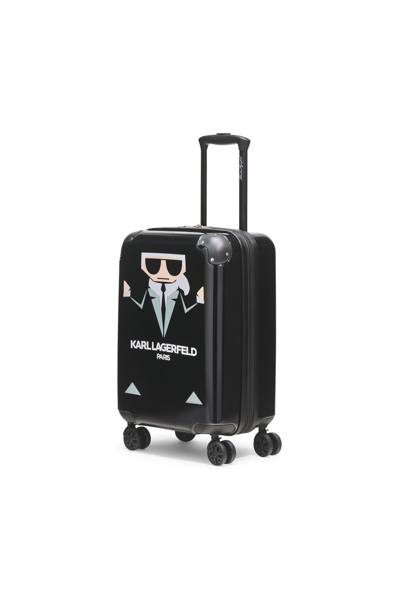 Karl In A Box 21" Carry On Upright Suitcase, Alternate, color, Black
