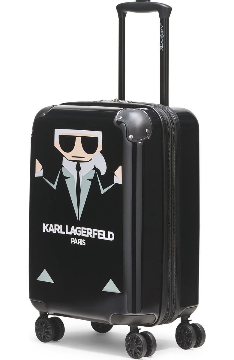 KARL LAGERFELD Karl In A Box 21" Carry On Upright Suitcase, Alternate, color, Black