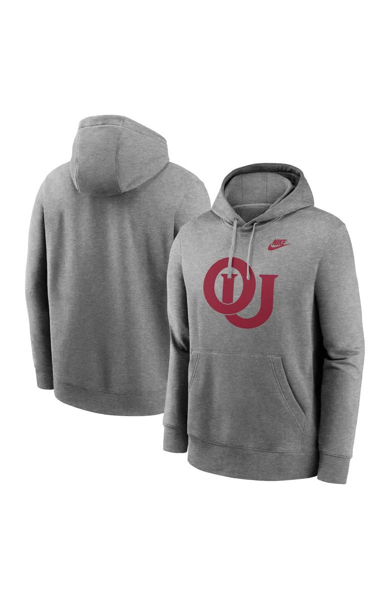 Nike Men's Nike Heather Gray Oklahoma Sooners Legacy Logo Club Fleece Pullover Hoodie, Main, color, Heather Gray