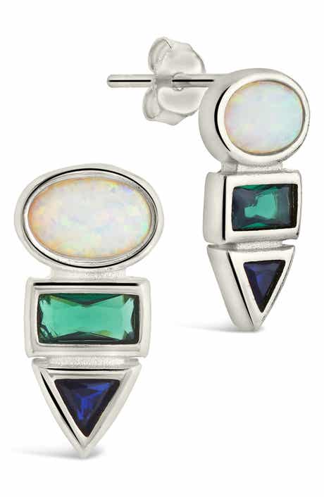 Sterling Forever Lana Opal & Cubic Zirconia Stud Earrings