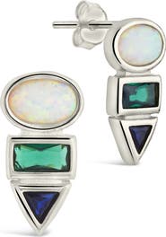 Sterling Forever Lana Opal & Cubic Zirconia Stud Earrings