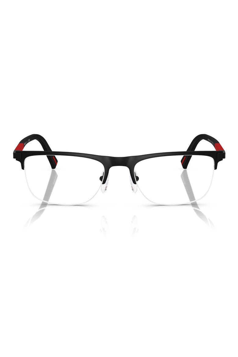 53mm Semi Rimless Pillow Optical Glasses, Main, color, MATTE BLACK