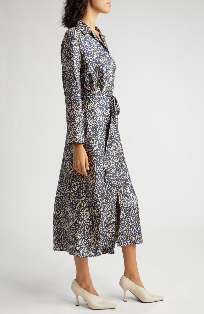 Max Mara Gemma Abstract Print Long Sleeve Silk Midi Shirtdress, Alternate, color, 