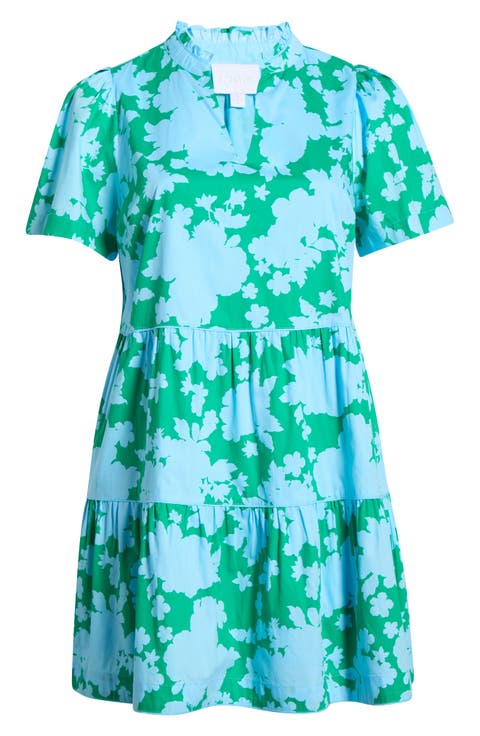 Candace Floral Tiered Cotton Dress (Plus)
