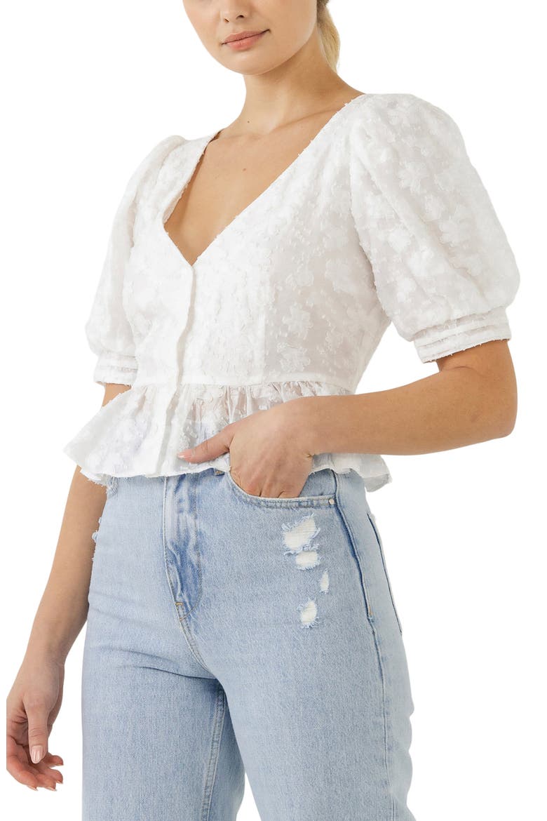 Peplum Blouse, Alternate, color, WHITE