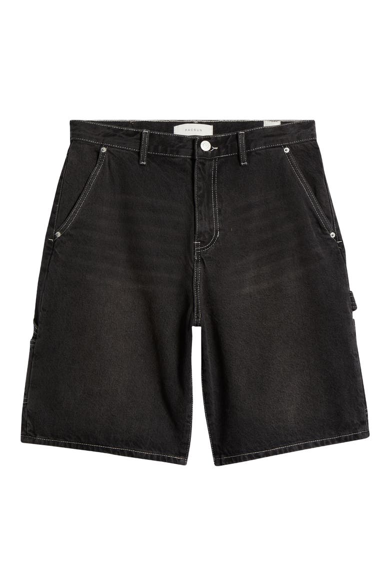 Nathan Baggy Denim Carpenter Shorts, Alternate, color, BLACK