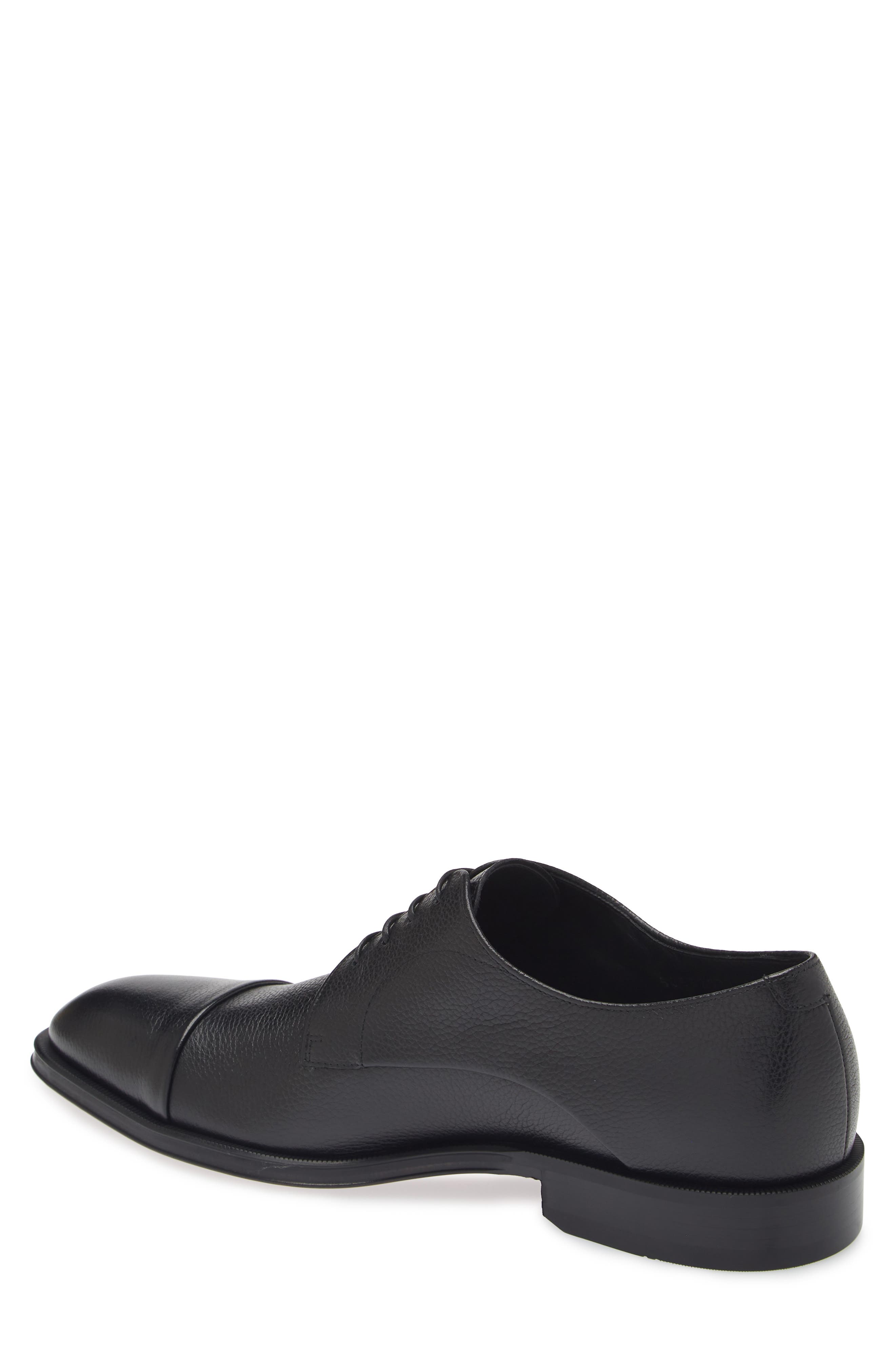 BOSS Derrek Pebbled Cap Toe Derby, Alternate, color, Black