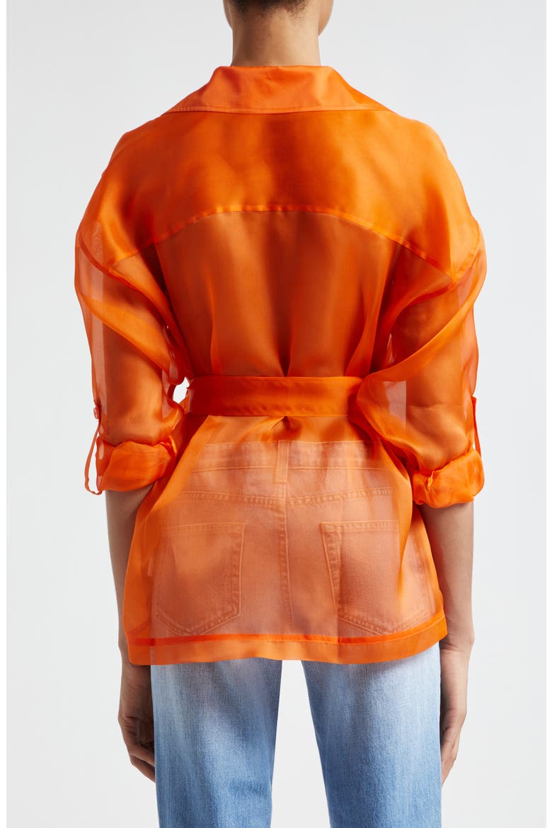 Colson Tie Belt Silk Organza Safari Wrap Jacket, Alternate, color, POP ORANGE