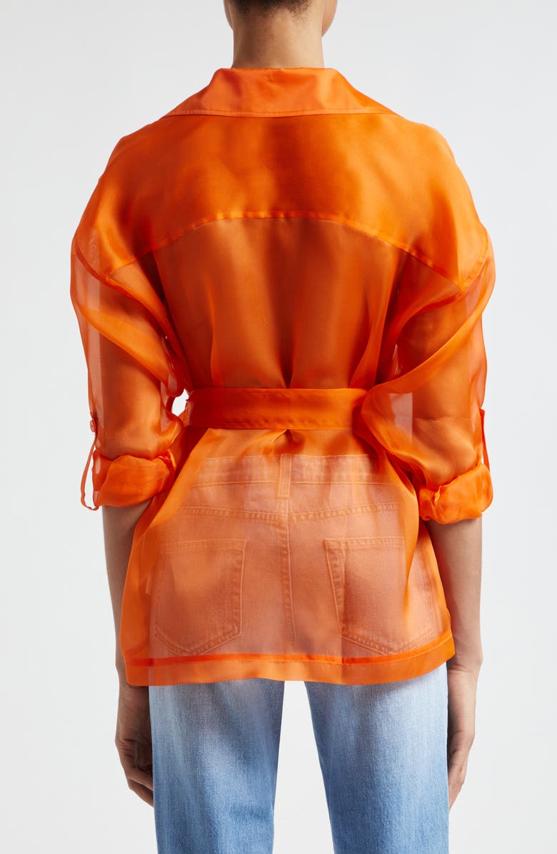 L'AGENCE Colson Tie Belt Silk Organza Safari Wrap Jacket, Alternate, color, Pop Orange