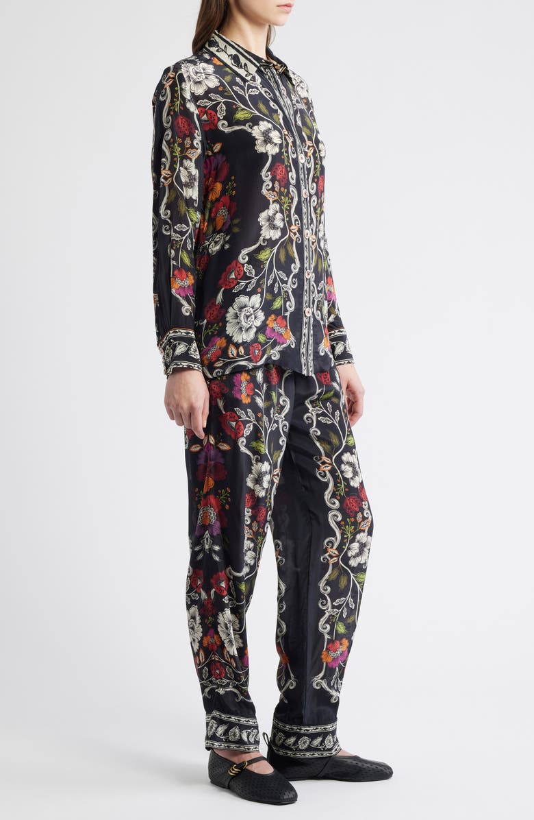 FARM Rio Roccoco Floral Button-Up Shirt, Alternate, color, Black