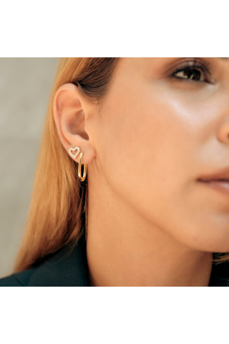 Heart Sterling Silver Stud Earrings, Alternate, color, Gold