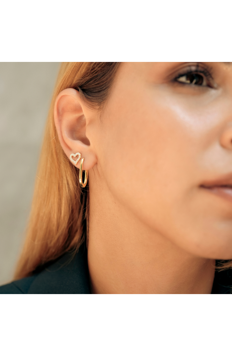 Spero London Heart Sterling Silver Stud Earrings, Alternate, color, Rose Gold