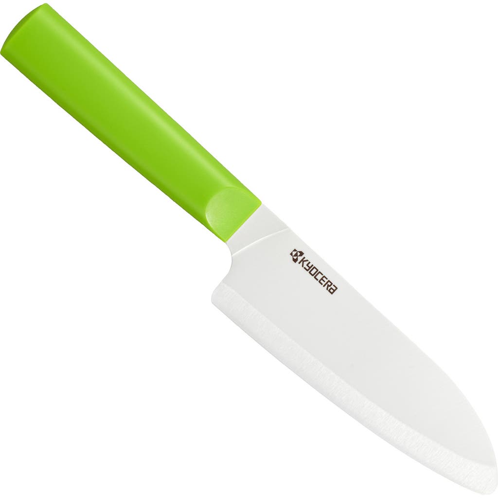 Kyocera Innovationwhite 5.5-inch Ceramic Santoku Knife, White Blade In Green