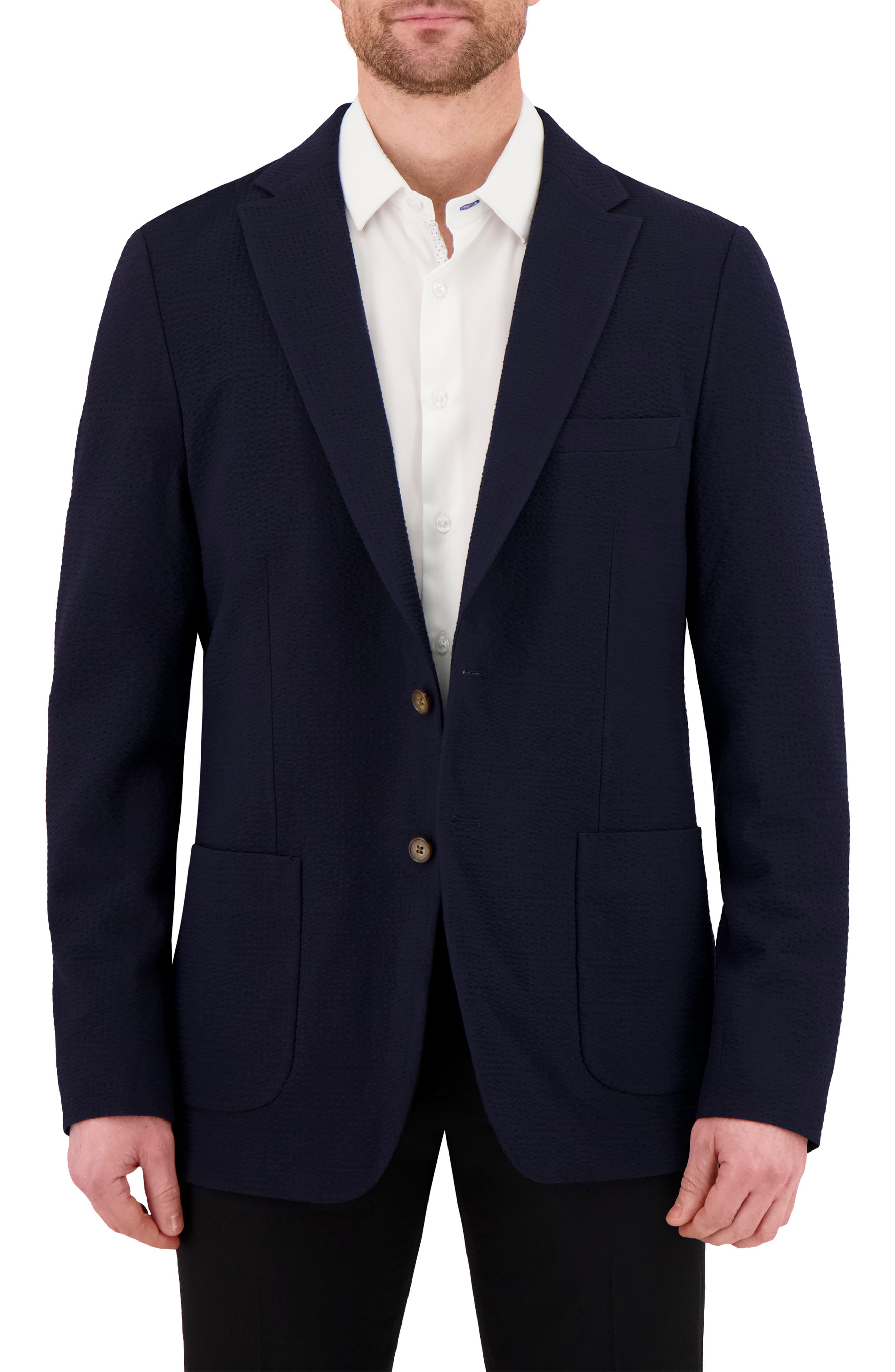 Victor Emmanuel Textured Stretch Seersucker Sport Coat
