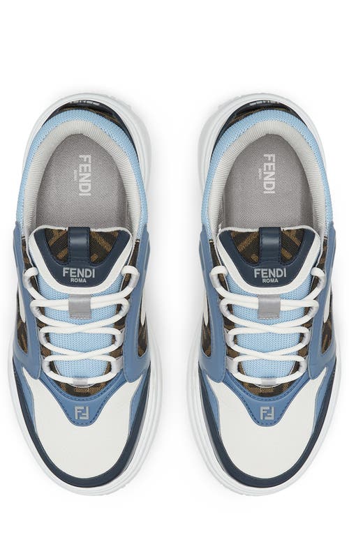 Fendi Force Leather Low-top Sneakers In F1rss Bluberry/bian/celest